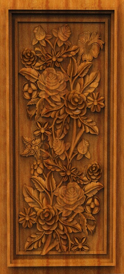 3D DOOR - OAK-25 Floral Elegance Ornamental Carved Wood Panel